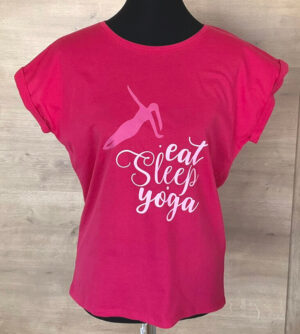Damen-Shirt "eat sleep yoga" dark pink (M)